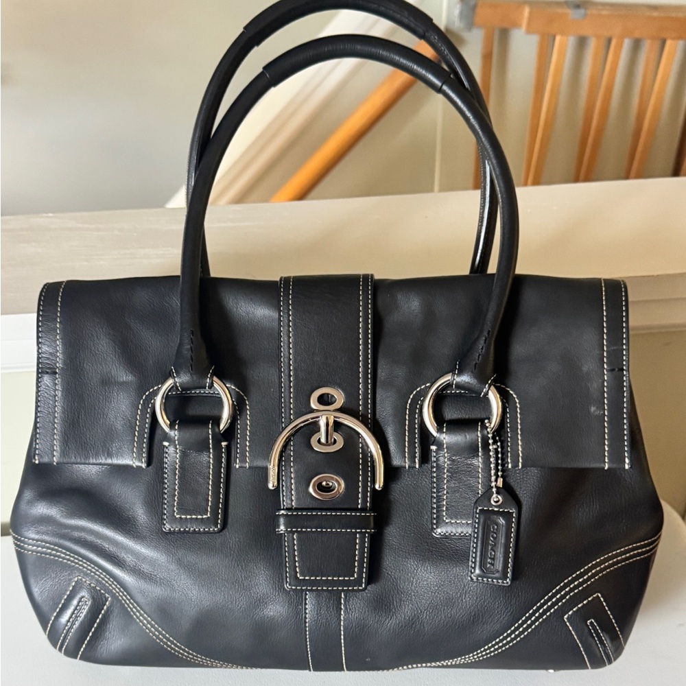 Black Leather Coach Handbag